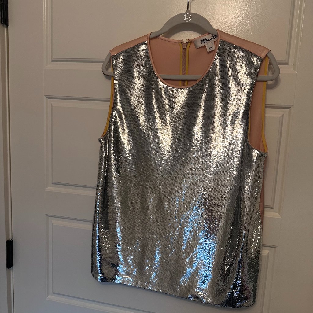 Diane Von Furstenberg Sequin Top Dvf Size L